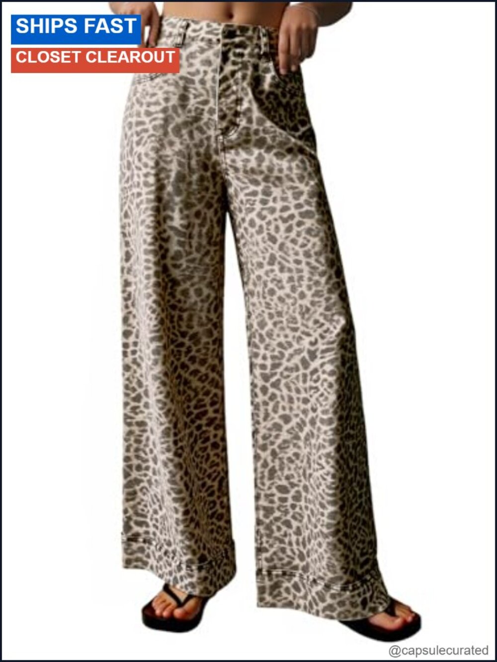 High Waisted Floral Wide Leg Baggy Jeans Cotton Blend Denim Pants